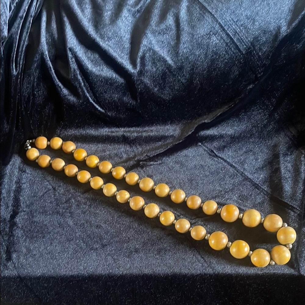 Elegant Wood and Silver Beaded Necklace